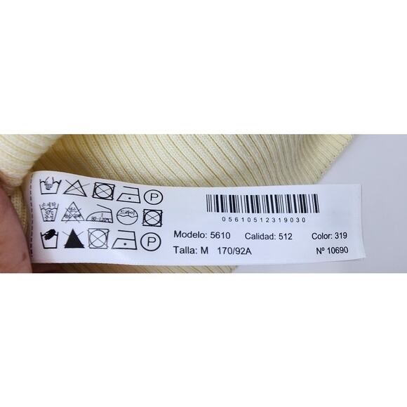 Massimo Dutti Italian Yarn Ribbed 1/2 Sleeve Sweater Top Pale Yellow Medium - Picture 7 of 8